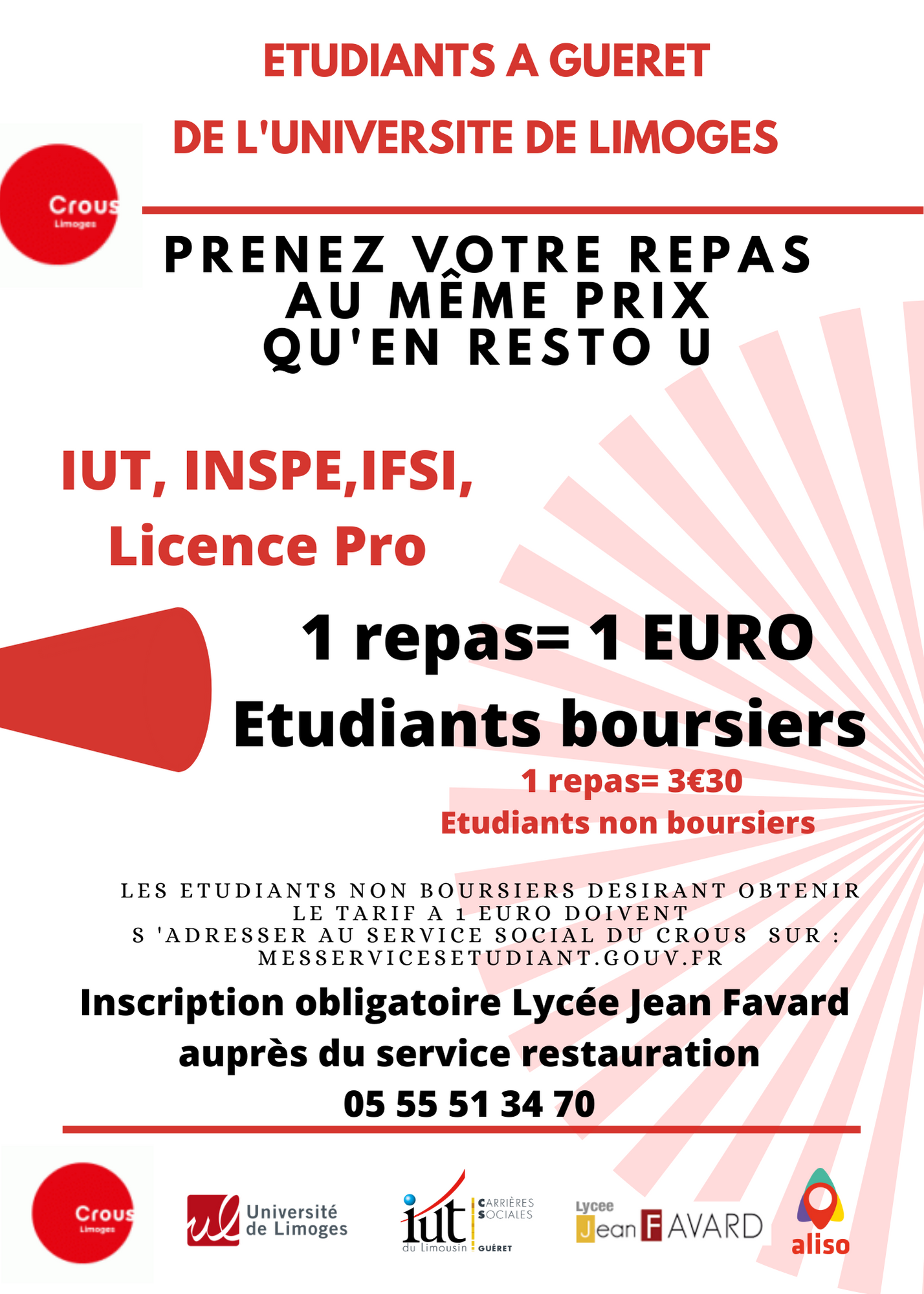 Les repas à 1€ pour tous les étudiants proposés par le CROUS de Versailles  à l'Université d'Évry